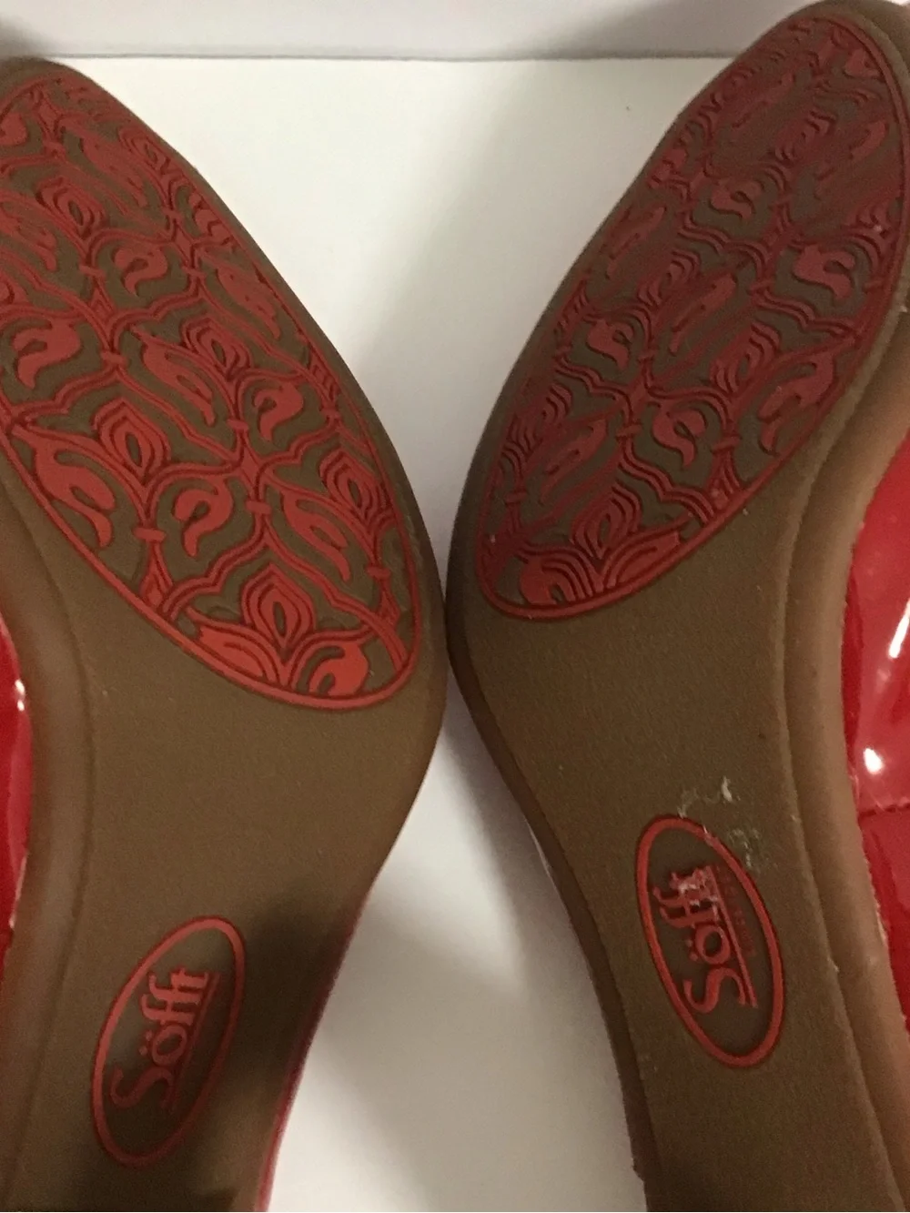Sofft Red Patent Slingback Peep-Toe Heels with Stacked Heel